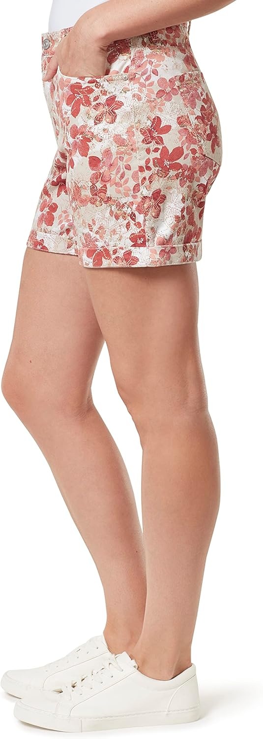 image:imageGloria Vanderbilt Womens Amanda Basic Jean ShortShortsStonewoodfloral Empire