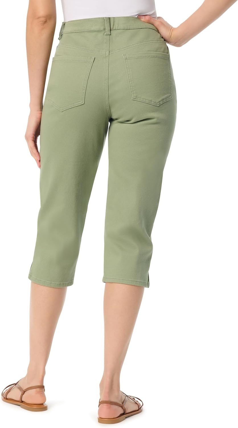 image:imageGloria Vanderbilt Womens Amanda Capri with High Rise Straight StandardGarden Sage
