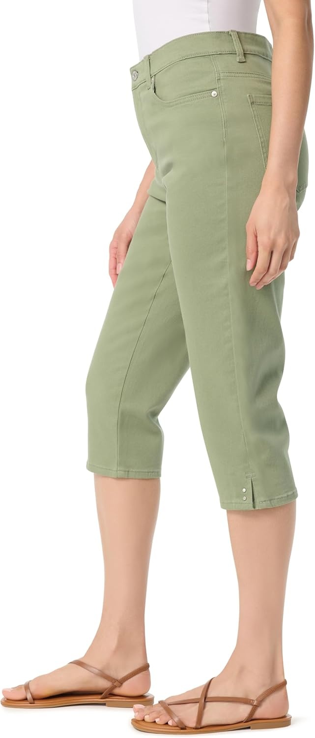 image:imageGloria Vanderbilt Womens Amanda Capri with High Rise Straight StandardGarden Sage