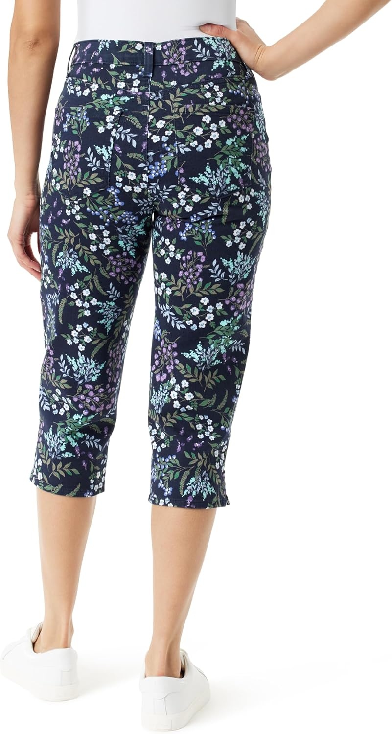 image:imageGloria Vanderbilt Womens Amanda Capri with High Rise Straight StandardMidnight Affair Riviera Mead Hem Slits