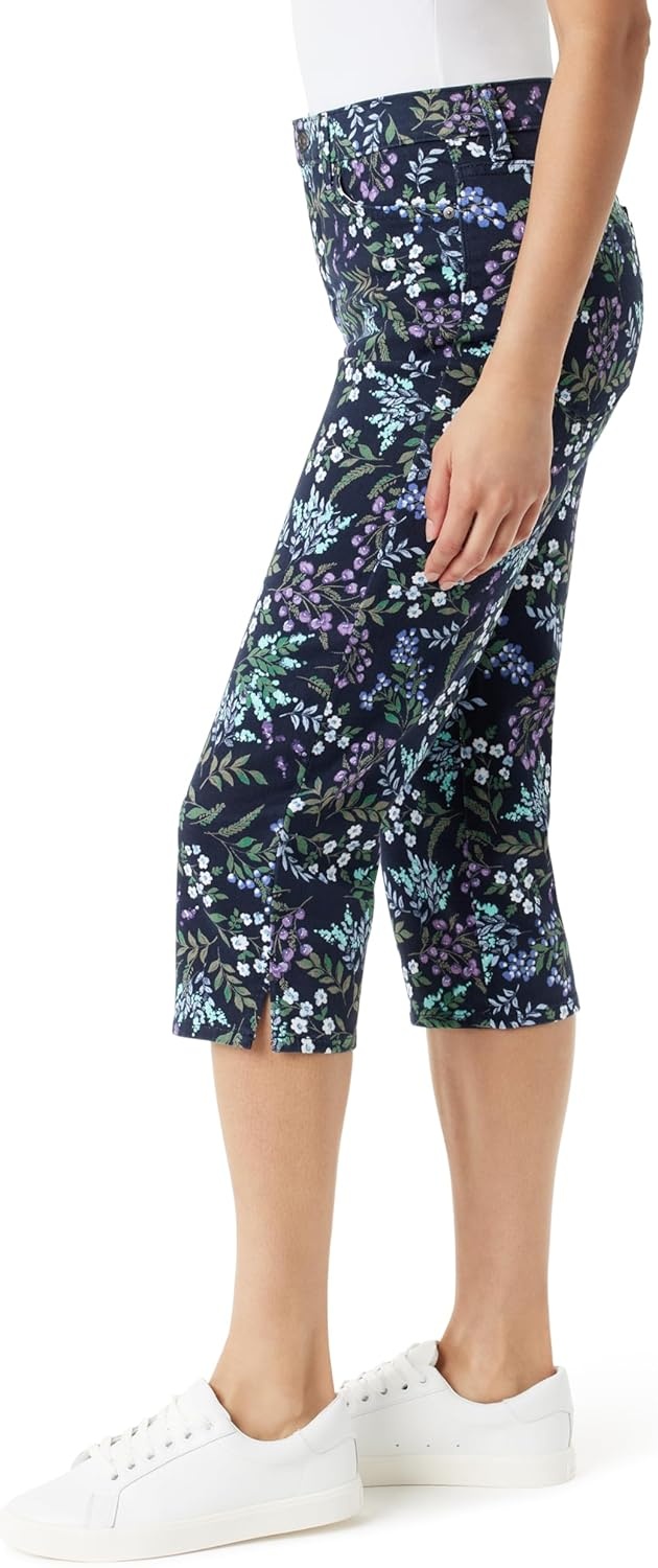 image:imageGloria Vanderbilt Womens Amanda Capri with High Rise Straight StandardMidnight Affair Riviera Mead Hem Slits