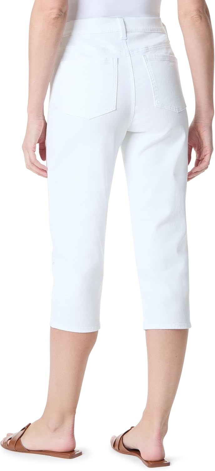 image:imageGloria Vanderbilt Womens Amanda Capri with High Rise Straight StandardVintage White Embroidered