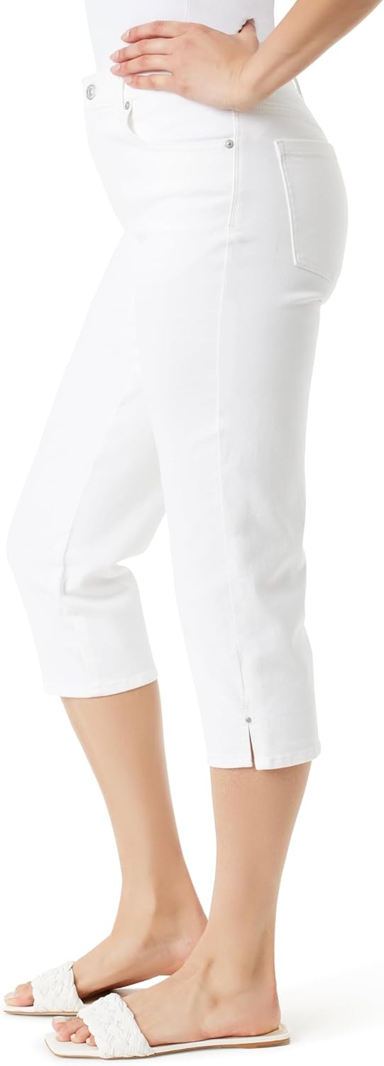 image:imageGloria Vanderbilt Womens Amanda Capri with High Rise Straight StandardVintage White Hem Slits