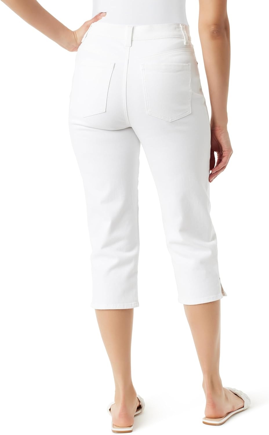 image:imageGloria Vanderbilt Womens Amanda Capri with High Rise Straight StandardVintage White Hem Slits