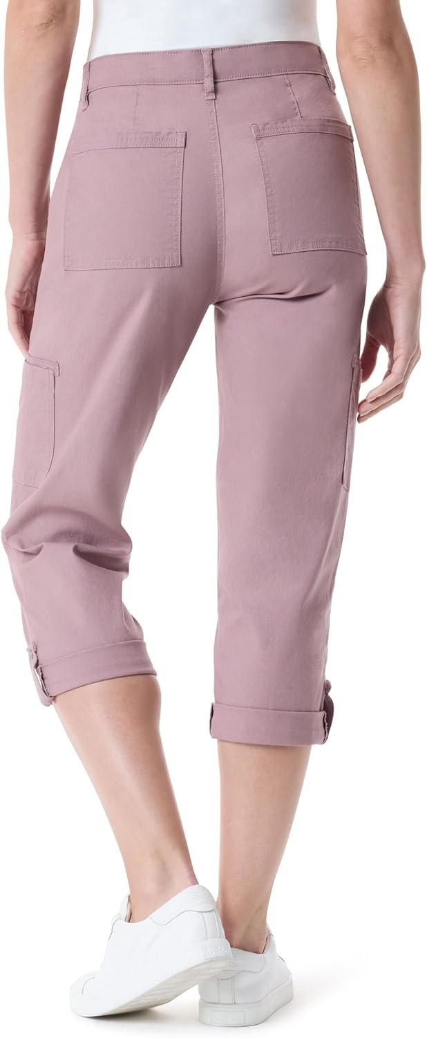image:imageGloria Vanderbilt Womens Cargo Capri Tab Roll Cuff with Zip Front and Elastic Waist StandardMoroccan Spice