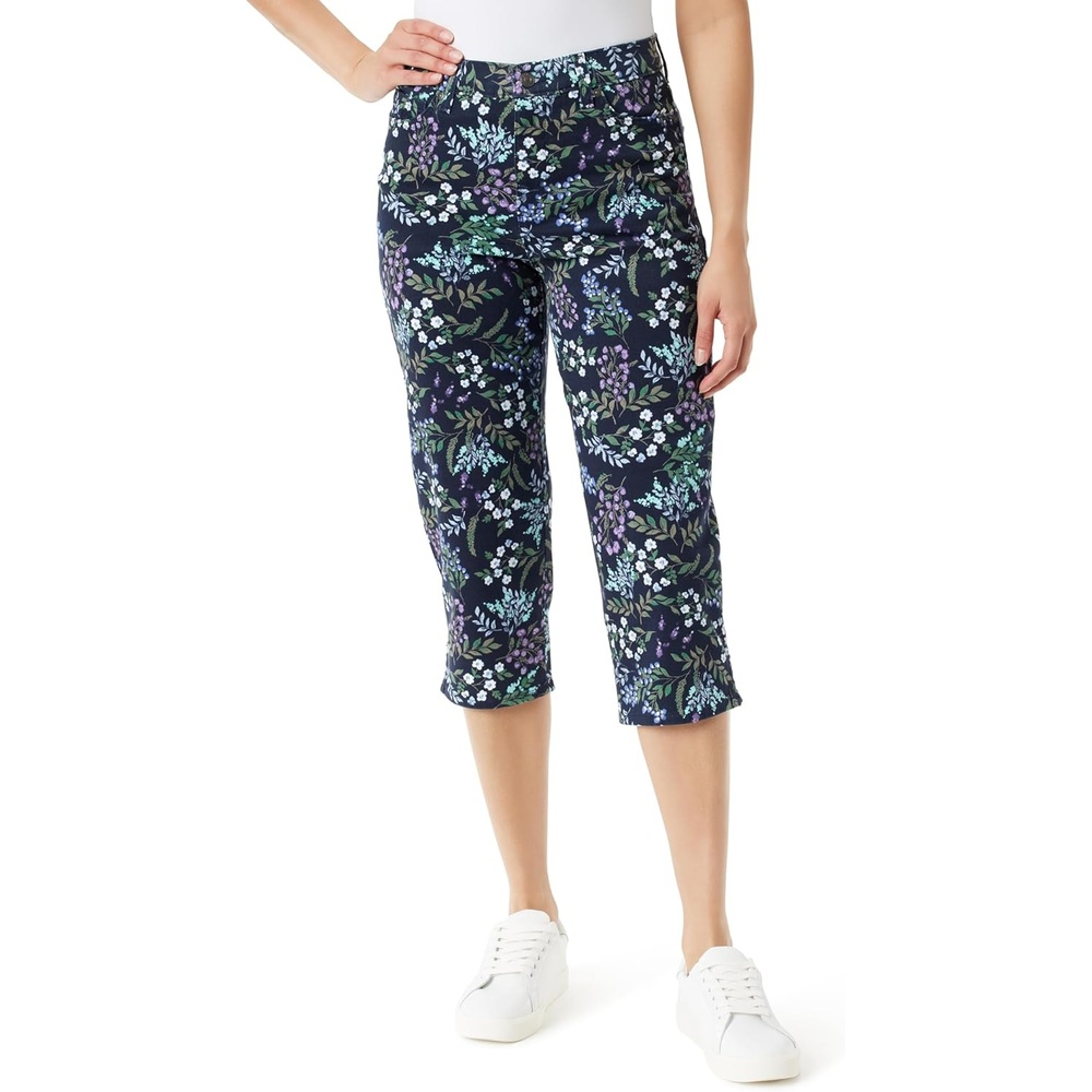 image:imageGloria Vanderbilt Womens Amanda Capri with High Rise Straight StandardMidnight Affair Riviera Mead Hem Slits