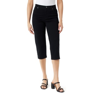 image:imageGloria Vanderbilt Womens Amanda Capri with High Rise Straight StandardBlack  Hem Slits