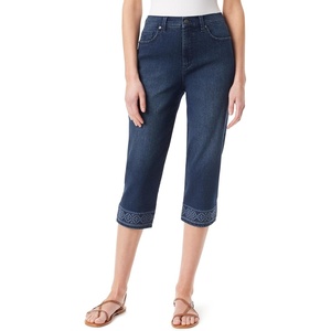 image:imageGloria Vanderbilt Womens Amanda Capri with High Rise Straight StandardSpain  Embellished  Slit Hem