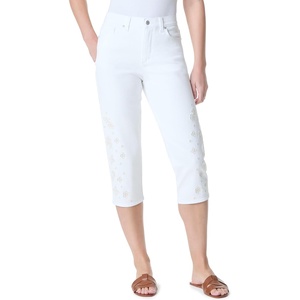 image:imageGloria Vanderbilt Womens Amanda Capri with High Rise Straight StandardVintage White  Embroidered