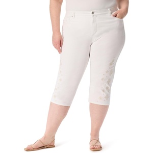 image:imageGloria Vanderbilt Womens Amanda Capri with High Rise Straight StandardVintage White  Embroidery