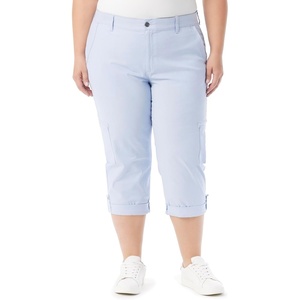 image:imageGloria Vanderbilt Womens Cargo Capri Tab Roll Cuff with Zip Front and Elastic Waist StandardDreamy Blue