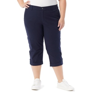 image:imageGloria Vanderbilt Womens Cargo Capri Tab Roll Cuff with Zip Front and Elastic Waist StandardMidnight Affair