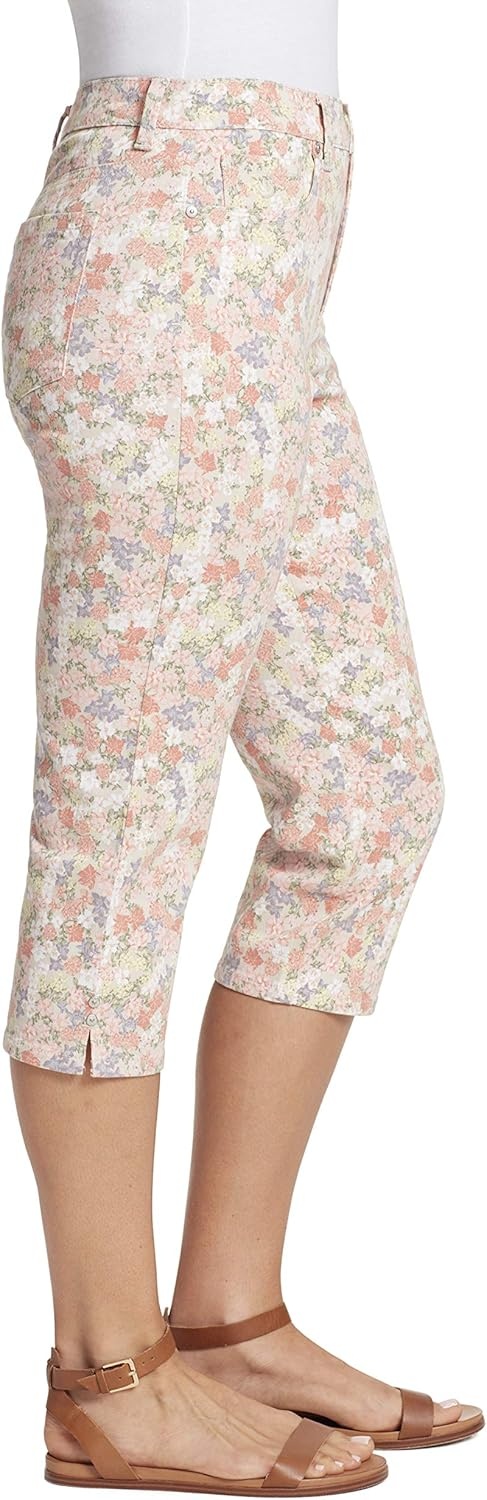 image:imageGloria Vanderbilt Womens Amanda Capri JeansBejeweled Floral Stonewoodds