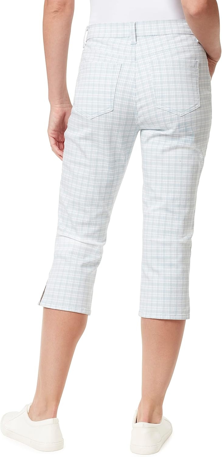 image:imageGloria Vanderbilt Womens Amanda Capri JeansBlue Breezerefined Plaidds