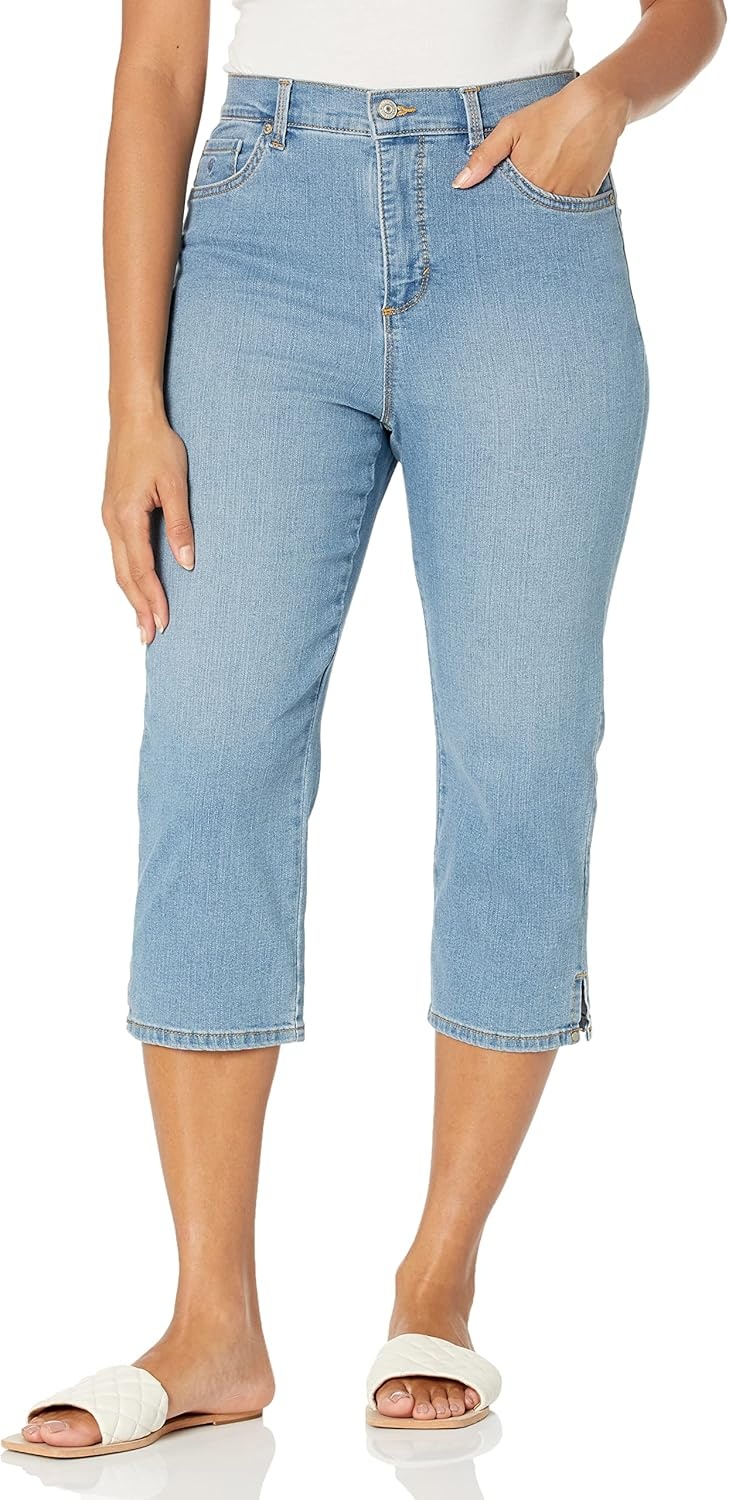 image:imageGloria Vanderbilt Womens Amanda Capri JeansMadagascar Rivetsds