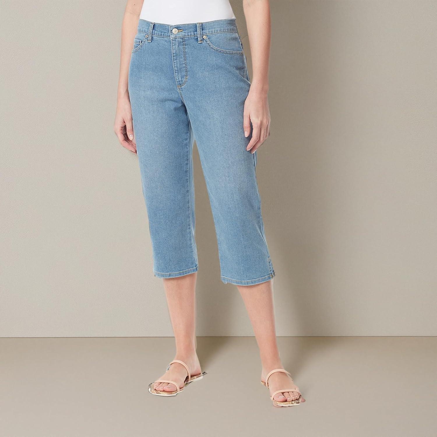image:imageGloria Vanderbilt Womens Amanda Capri JeansMadagascar Rivetsds