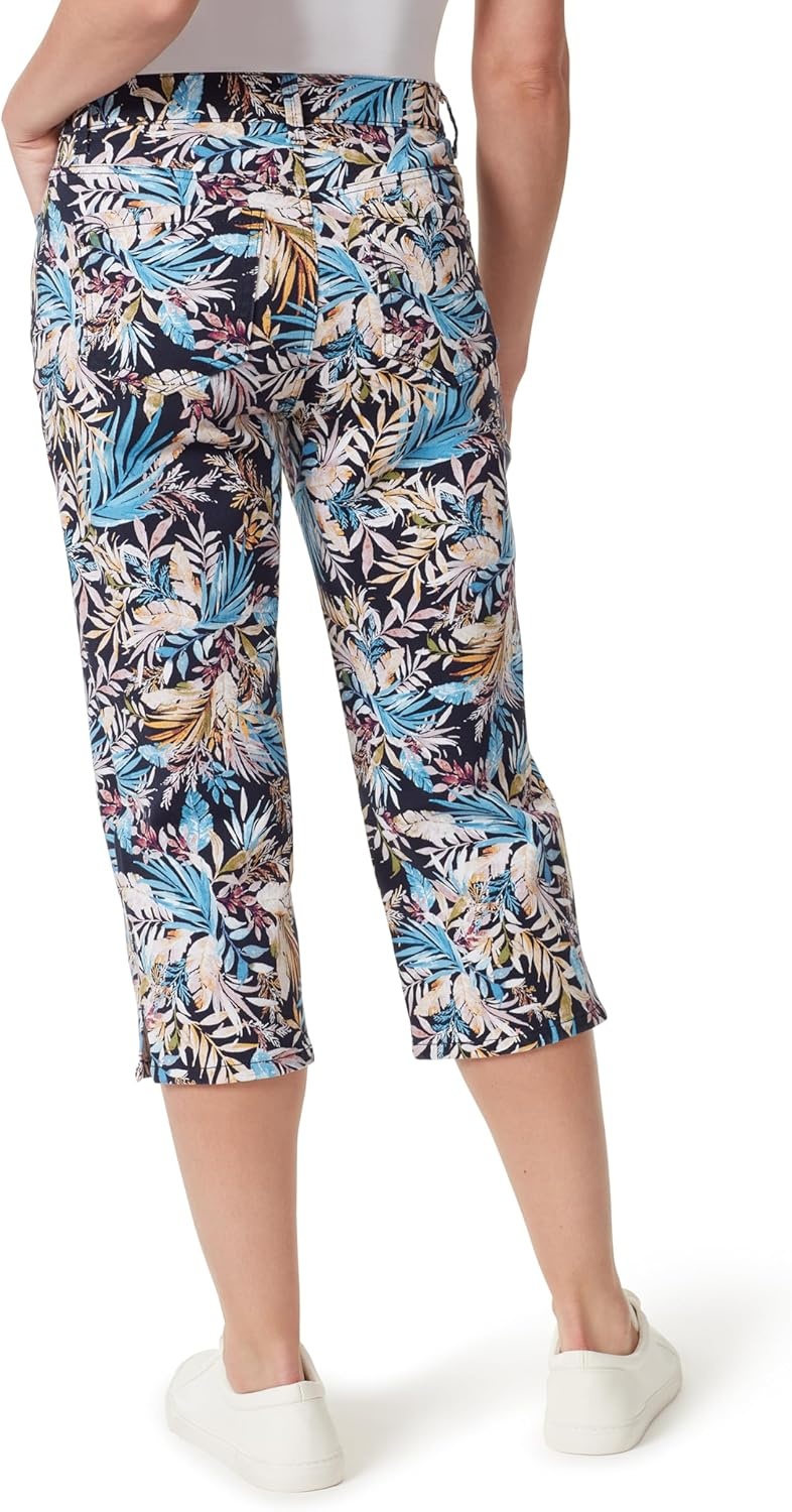 image:imageGloria Vanderbilt Womens Amanda Capri JeansMidnight Affair Tropical Dance Rivets