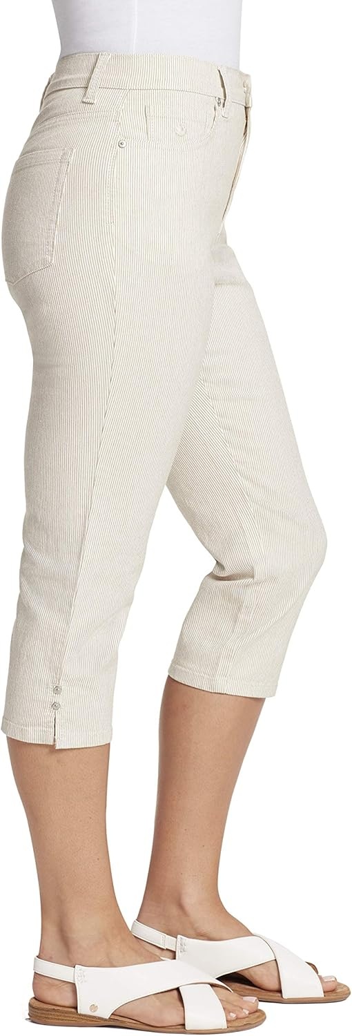 image:imageGloria Vanderbilt Womens Amanda Capri JeansNatural Ticking Stripeds