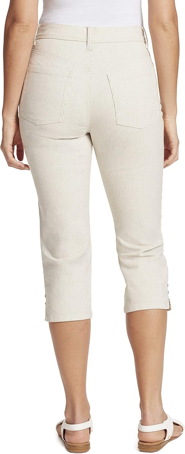 image:imageGloria Vanderbilt Womens Amanda Capri JeansNatural Ticking Stripeds