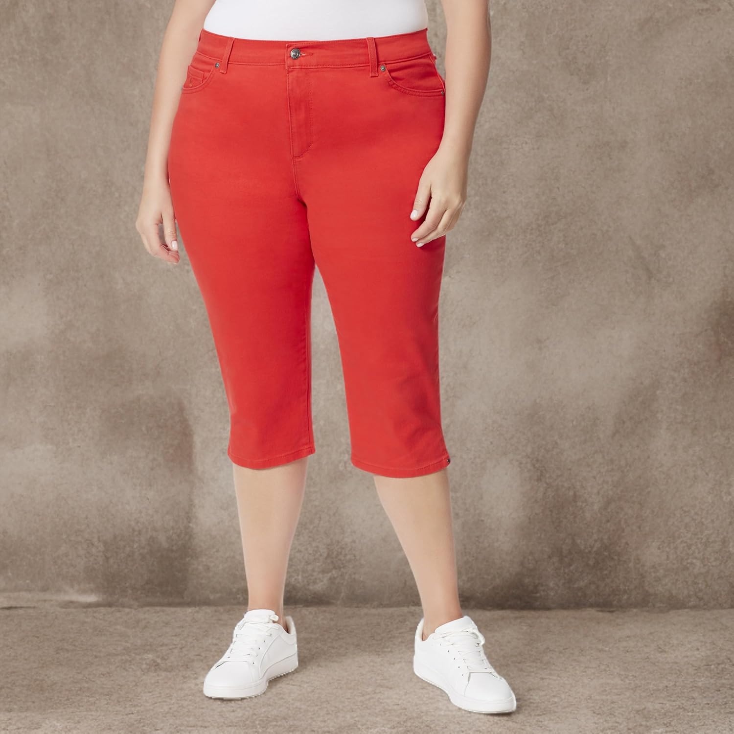 image:imageGloria Vanderbilt Womens Amanda Capri JeansRed Spark Rivets