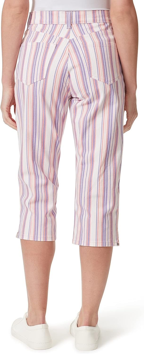 image:imageGloria Vanderbilt Womens Amanda Capri JeansRibbon Pink Screen Stripeds