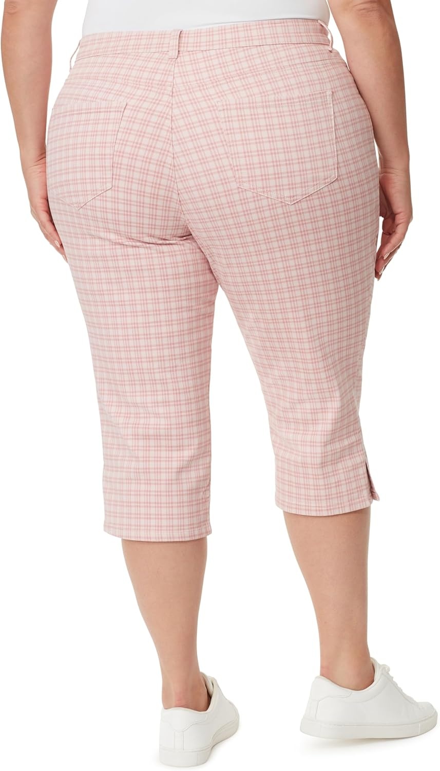 image:imageGloria Vanderbilt Womens Amanda Capri JeansRosy Pinkrefined Plaid