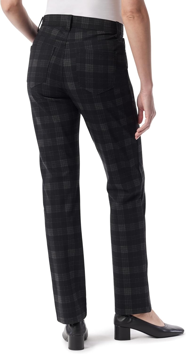 image:imageGloria Vanderbilt Womens Amanda Ponte High Rise Knit Pant PlusBlack Cody Plaid