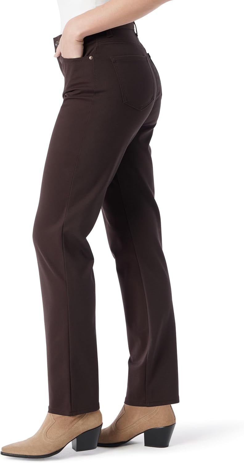 image:imageGloria Vanderbilt Womens Amanda Ponte High Rise Knit Pant PlusCoffee Roast
