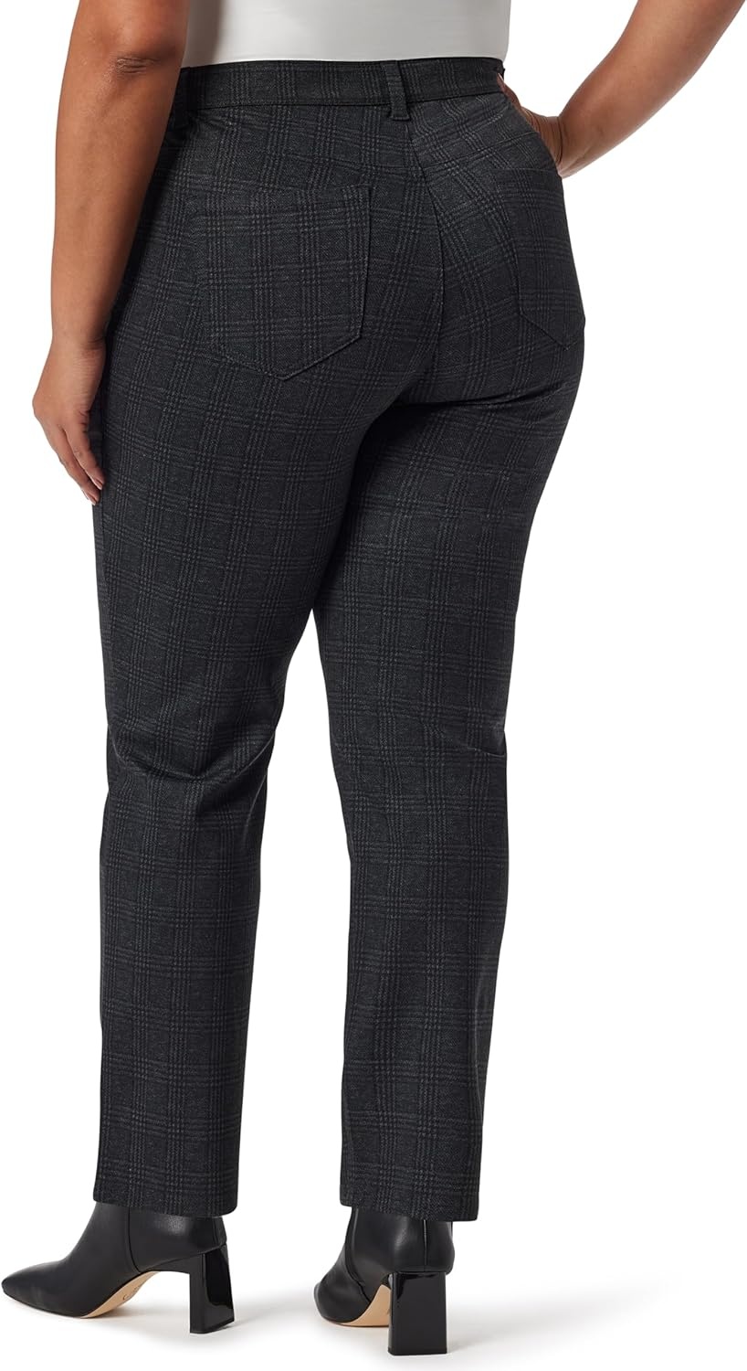image:imageGloria Vanderbilt Womens Amanda Ponte High Rise Knit Pant PlusGrey Dusk Marilyn Plaid