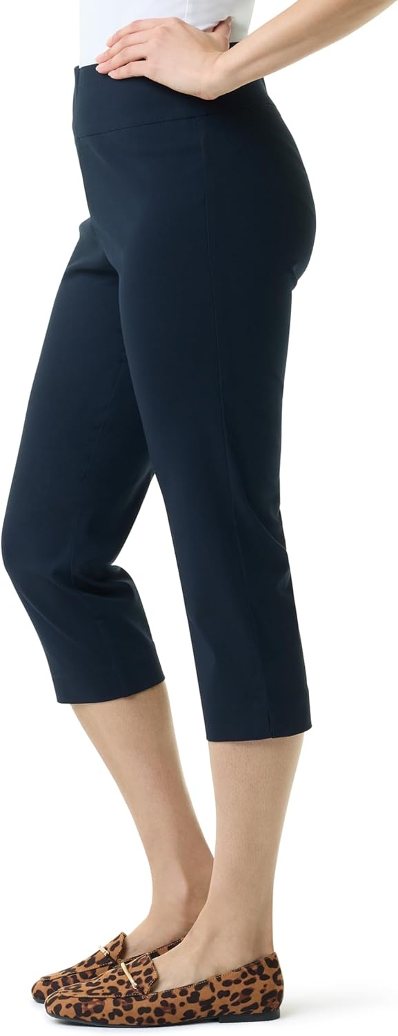 image:imageGloria Vanderbilt Womens Pull on Tummy Slimmer Capri StandardMidnight Affair Slit Hem