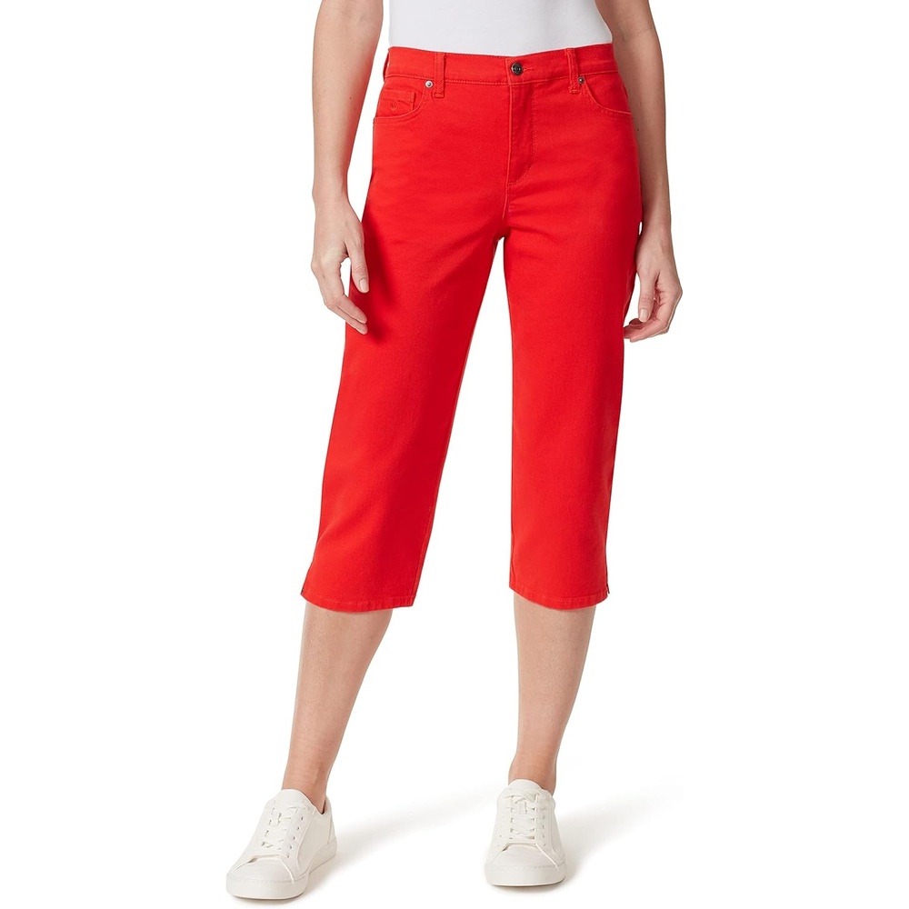 image:imageGloria Vanderbilt Womens Amanda Capri JeansRed Spark Rivetsds