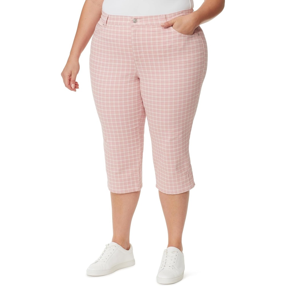 image:imageGloria Vanderbilt Womens Amanda Capri JeansRosy Pinkrefined Plaid