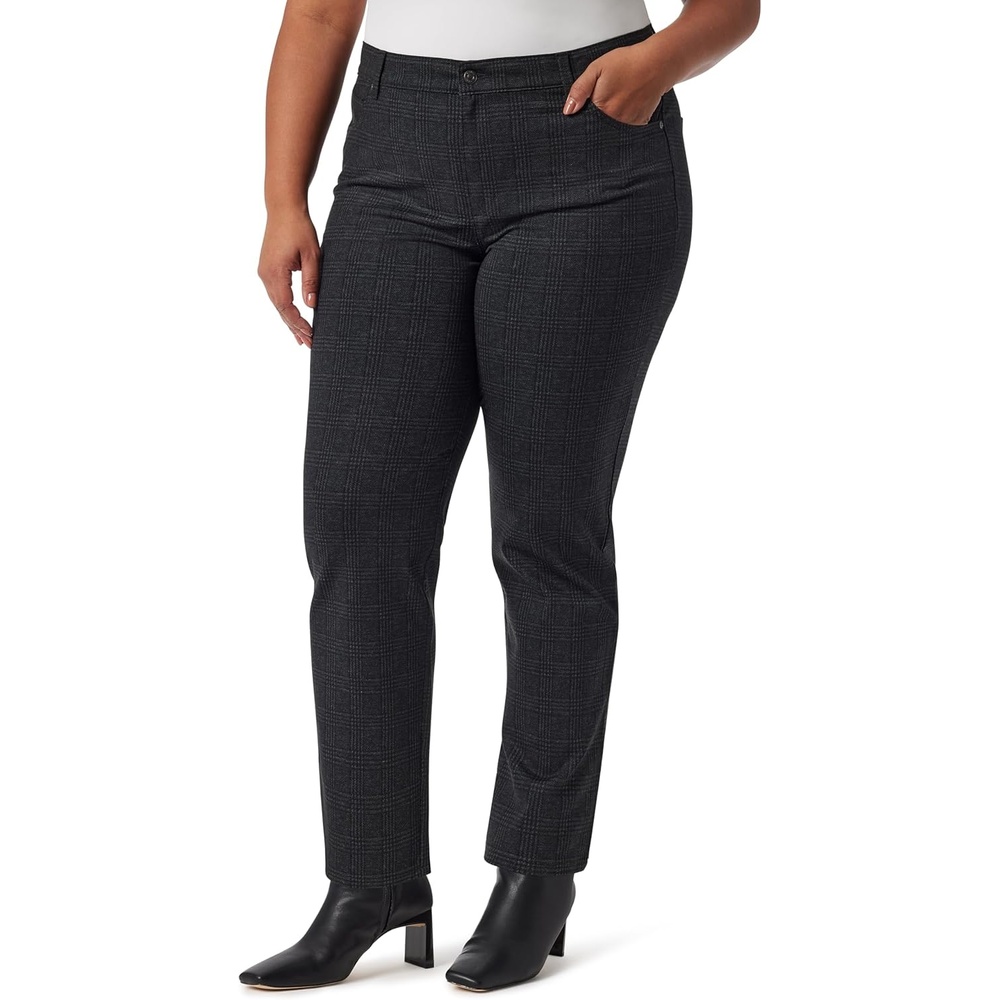 image:imageGloria Vanderbilt Womens Amanda Ponte High Rise Knit Pant PlusGrey Dusk Marilyn Plaid