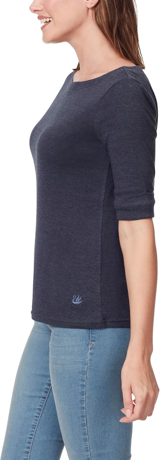 image:imageGloria Vanderbilt Womens Alanis Boat Neck Knit Tee Shirt with Elbow Sleeves StandardMidnight Affair