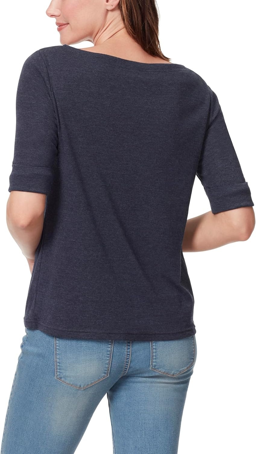 image:imageGloria Vanderbilt Womens Alanis Boat Neck Knit Tee Shirt with Elbow Sleeves StandardMidnight Affair