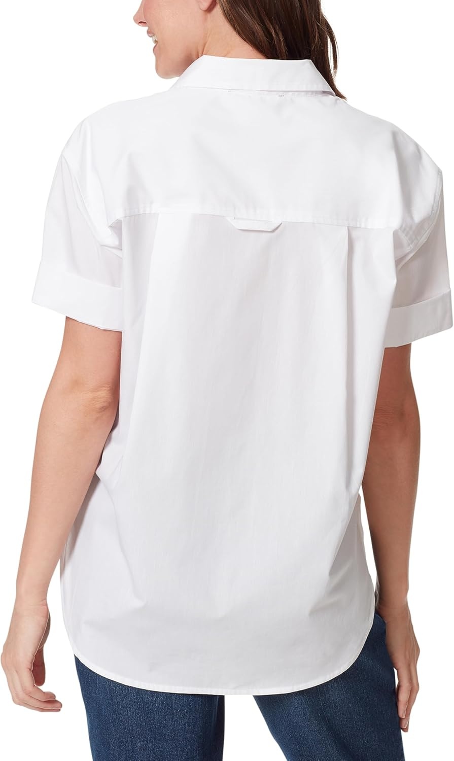image:imageGloria Vanderbilt Womens Amanda Button Down Shirt with Cuffed Short Sleeves and Patch Pockets StandardVintage White