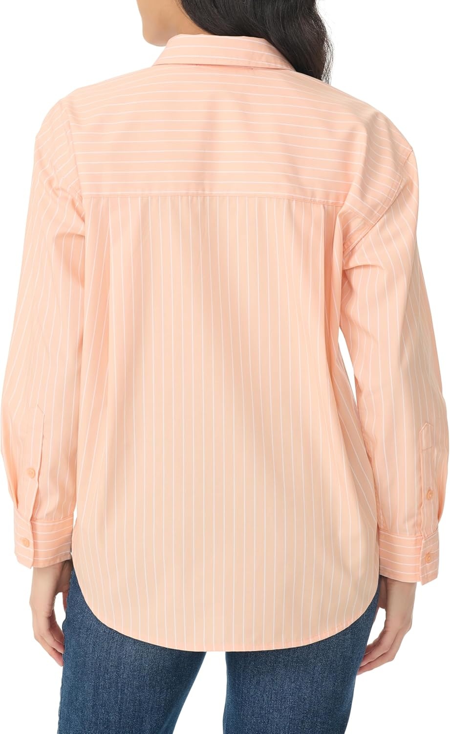 image:imageGloria Vanderbilt Womens Amanda HighLow Long Sleeve Pullover Shirt StandardCreamy Peach Shopper Stripe