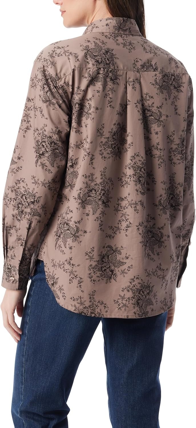 image:imageGloria Vanderbilt Womens Amanda HighLow Long Sleeve Pullover Shirt StandardUbe Rouge Floral Lithography