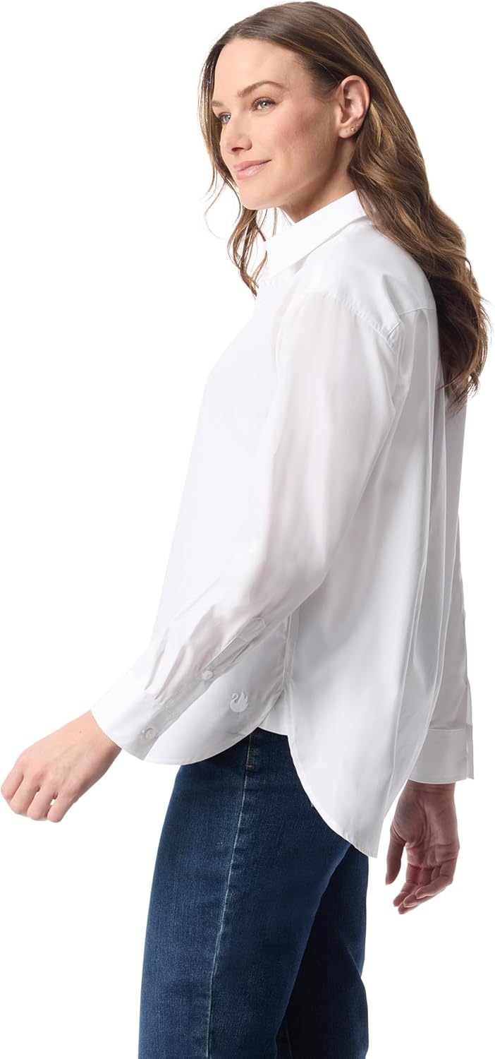 image:imageGloria Vanderbilt Womens Amanda HighLow Long Sleeve Pullover Shirt StandardVintage White