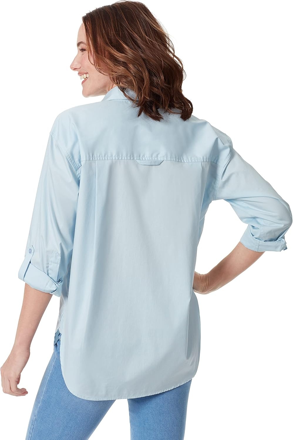 image:imageGloria Vanderbilt Womens Amanda Oversized Button Down Shirt with Rolltab SleevesPale Sky