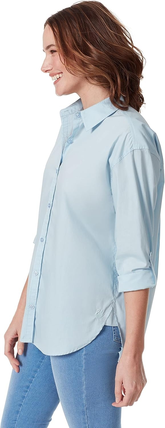 image:imageGloria Vanderbilt Womens Amanda Oversized Button Down Shirt with Rolltab SleevesPale Sky
