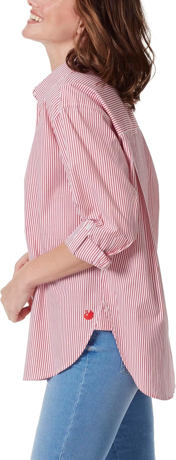 image:imageGloria Vanderbilt Womens Amanda Oversized Button Down Shirt with Rolltab SleevesRed Spark Stripe