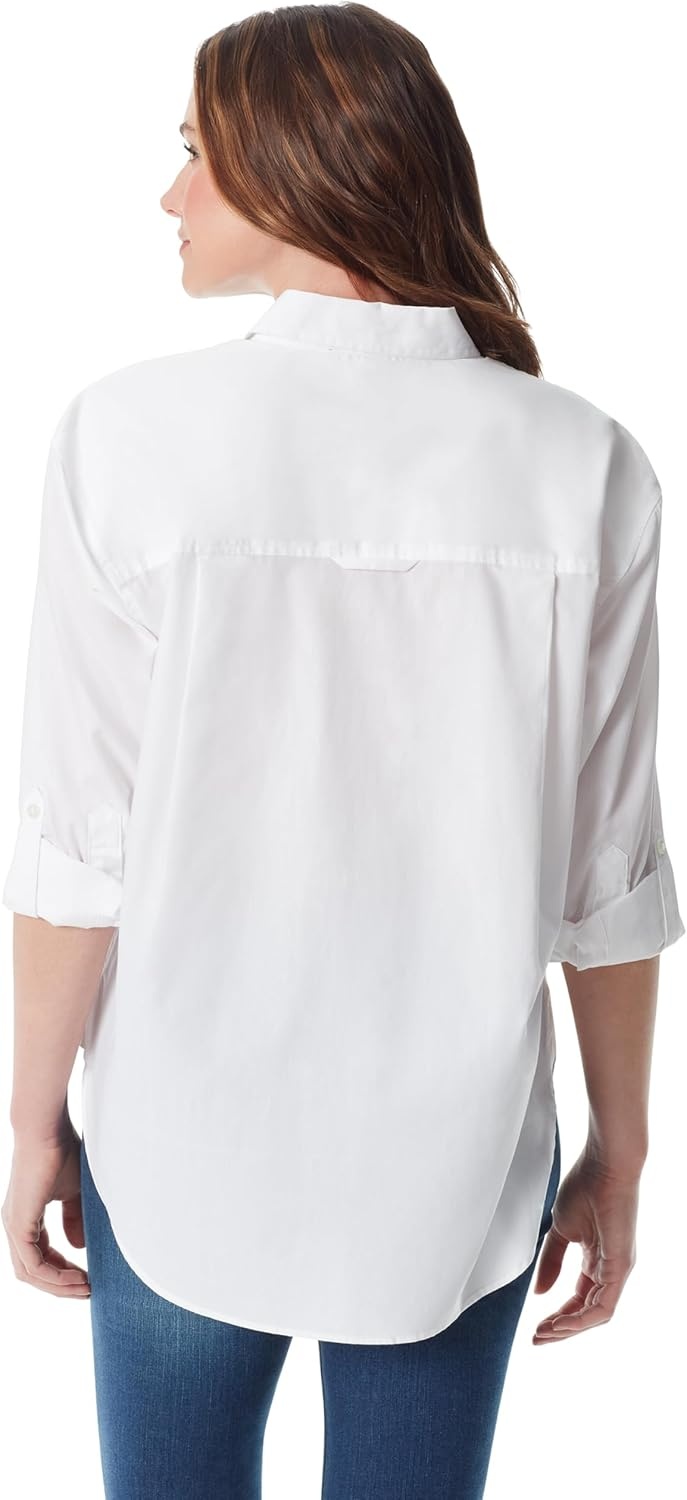 image:imageGloria Vanderbilt Womens Amanda Oversized Button Down Shirt with Rolltab SleevesVintage White