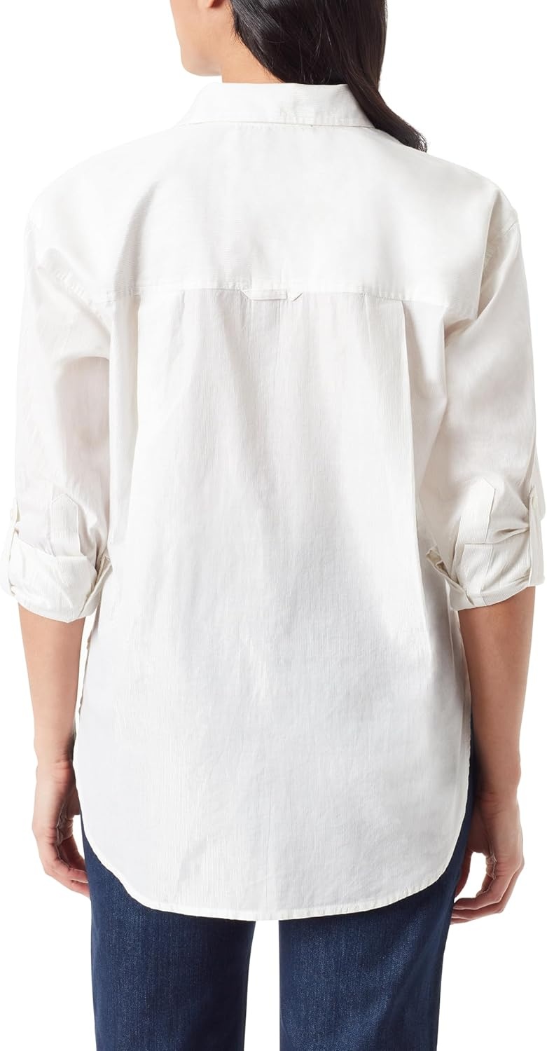 image:imageGloria Vanderbilt Womens Amanda Oversized Button Down Shirt with Rolltab SleevesVintage White Lurex