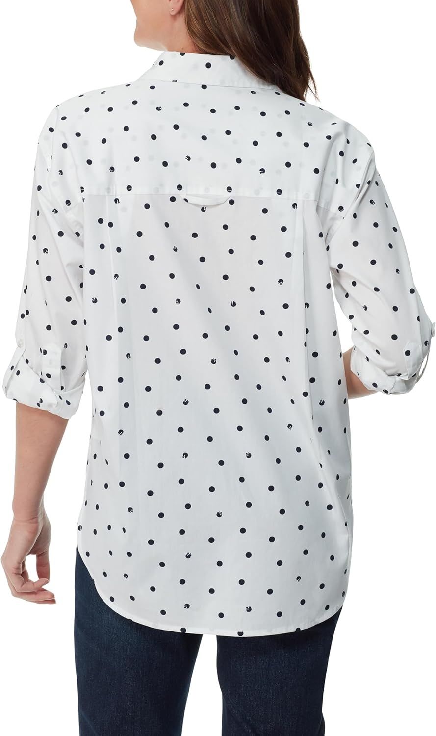image:imageGloria Vanderbilt Womens Amanda Oversized Button Down Shirt with Rolltab SleevesVintage White Space Dots Swan