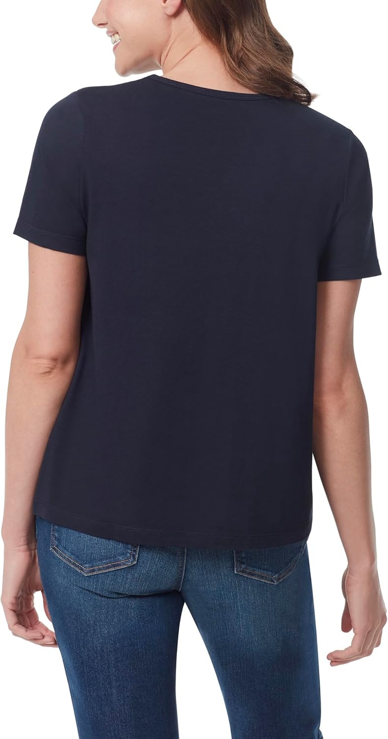 image:imageGloria Vanderbilt Womens Amanda Short Sleeve Knit Tee Shirt with Wide Crew Neck StandardMidnight Affair