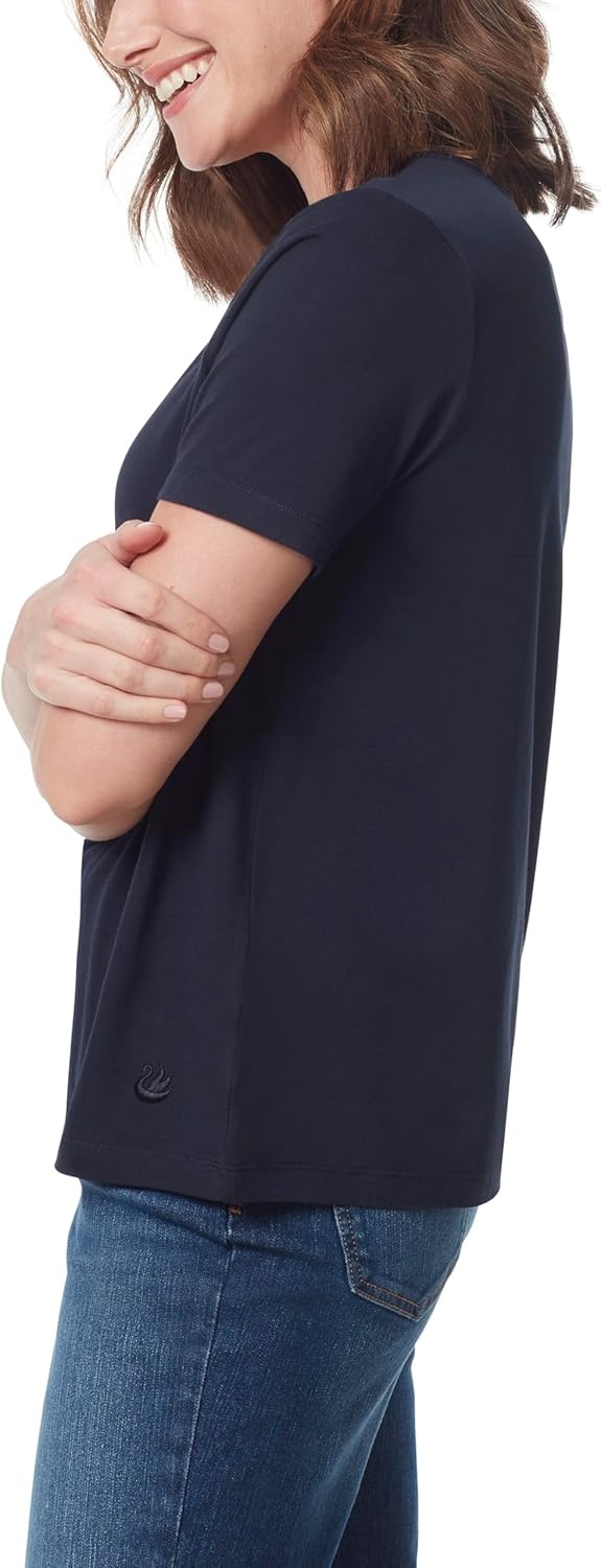 image:imageGloria Vanderbilt Womens Amanda Short Sleeve Knit Tee Shirt with Wide Crew Neck StandardMidnight Affair
