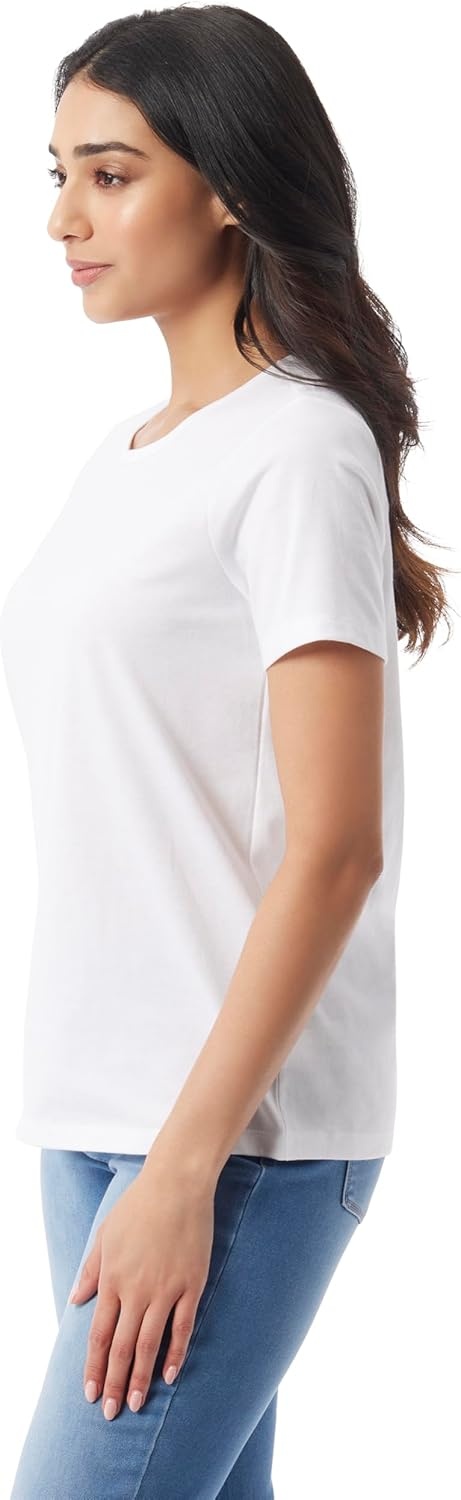 image:imageGloria Vanderbilt Womens Amanda Short Sleeve Knit Tee Shirt with Wide Crew Neck StandardVintage White