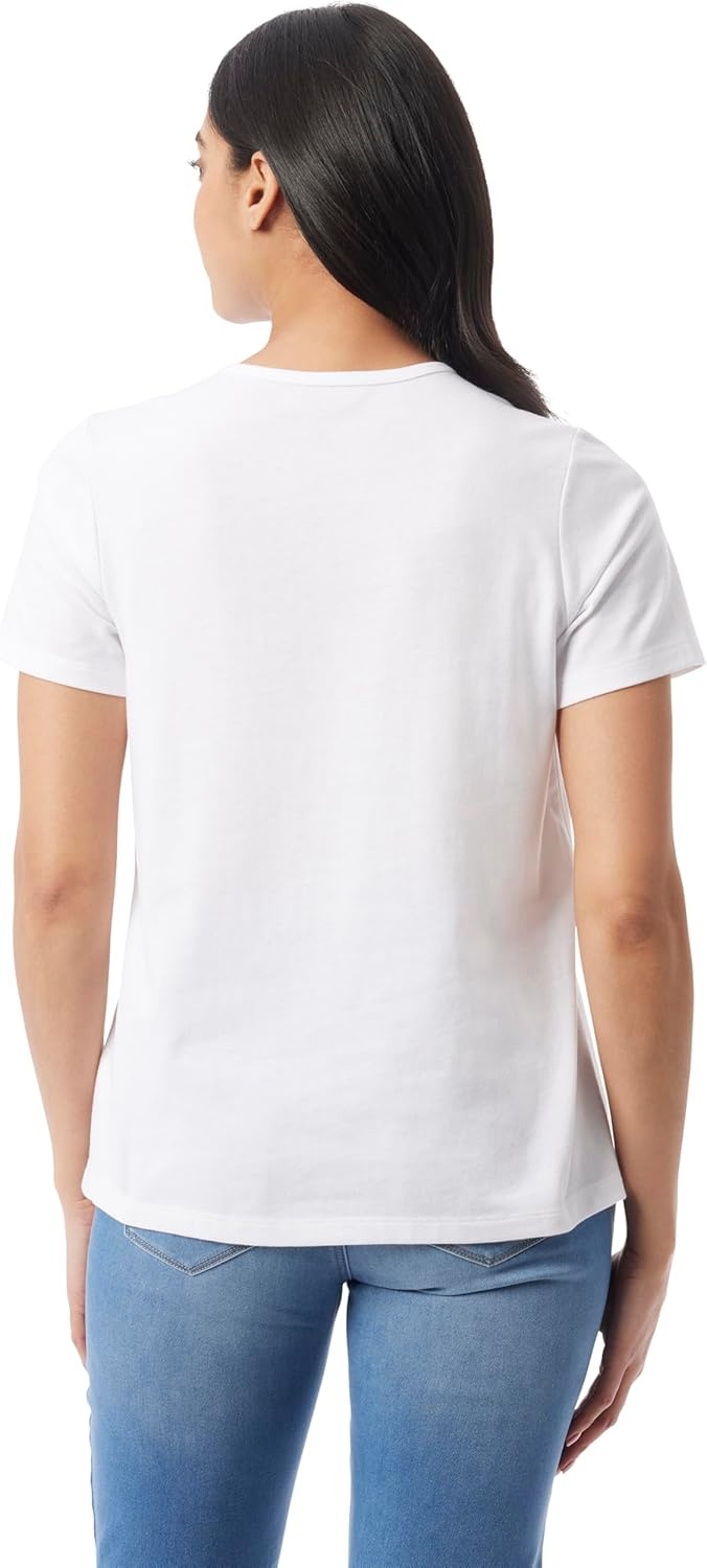 image:imageGloria Vanderbilt Womens Amanda Short Sleeve Knit Tee Shirt with Wide Crew Neck StandardVintage White