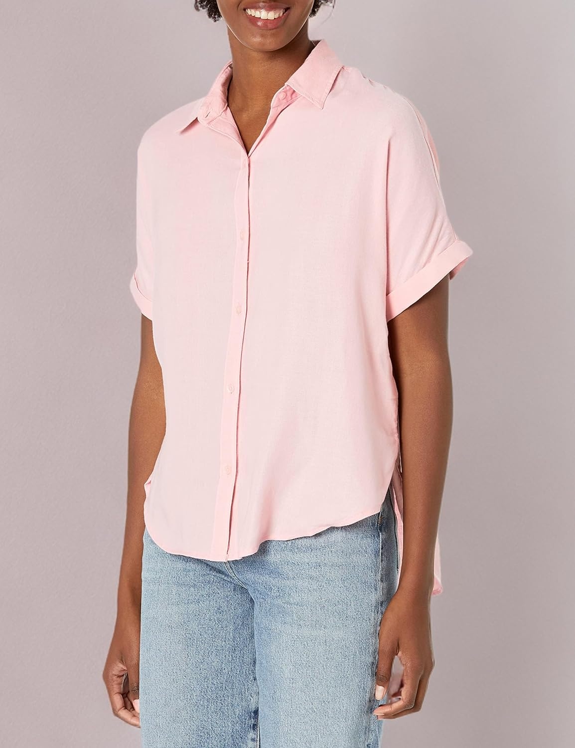 image:imageGloria Vanderbilt Womens Daisy Short Sleeve Button Down ShirtRibbon Pink